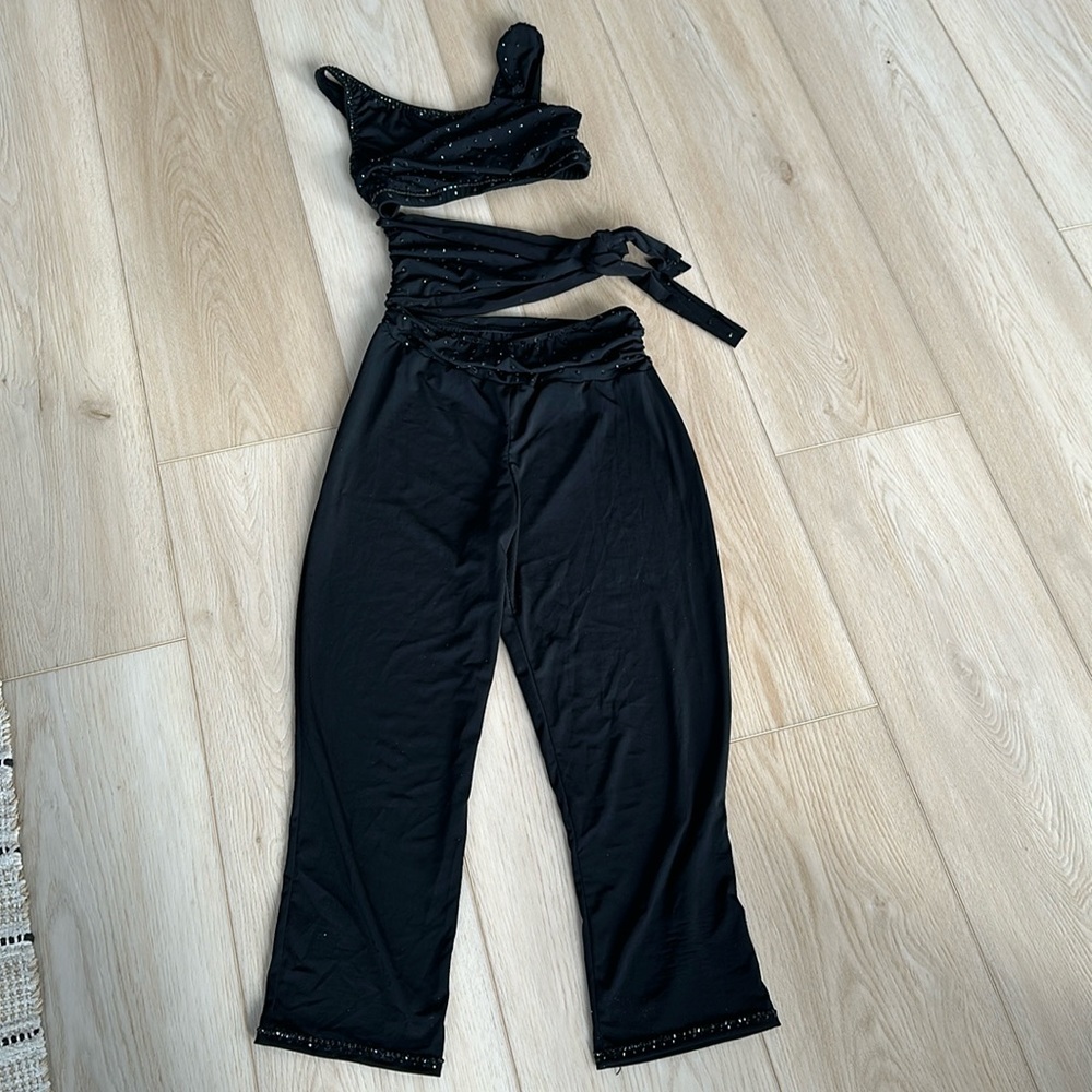 Balera adult small black one piece sequined costume.